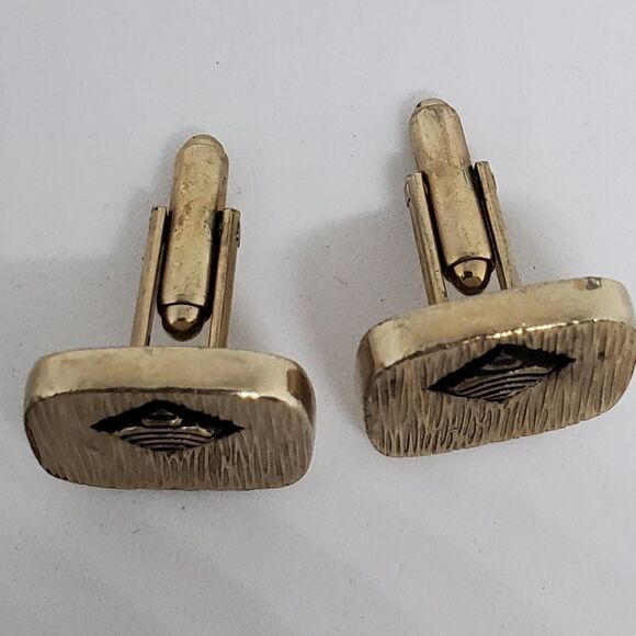 Vintage Gold & Black Cuff Links - Picture 2 of 3